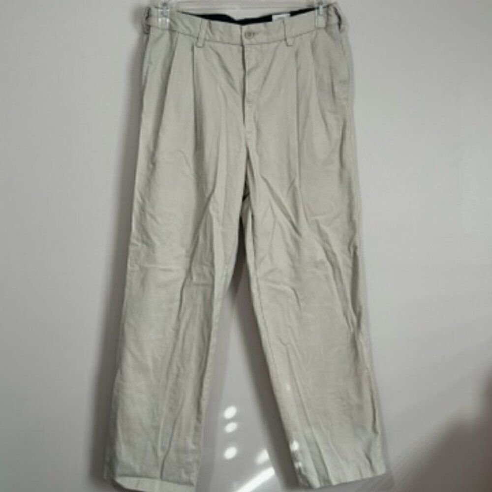 USED Men's Savane Dress Casual Khaki Pants Color Khaki Size 34x30